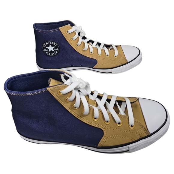 Converse Chuck Taylor Navy and Tan High-Top Sneakers - Picture 5 of 8